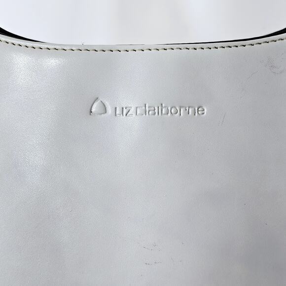 Liz Claiborne Shoulder Bag Cream Black Patent Leather Handbag Classiccore Preppy - Picture 6 of 13